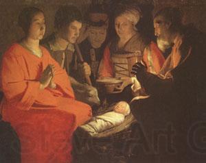 Georges de La Tour The Adoration of the Shepherds (mk05) Norge oil painting art